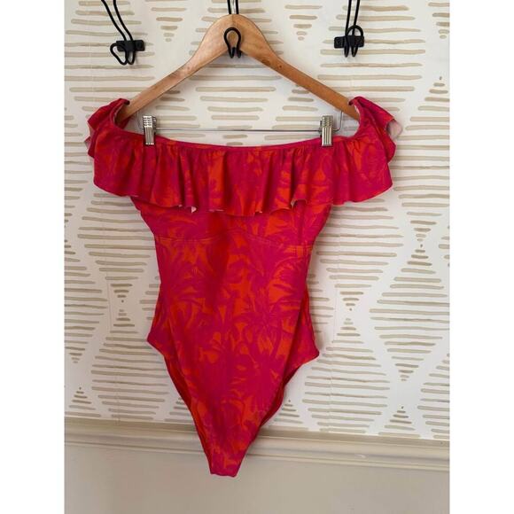 Mynah Women’s XL Off Shoulder Ruffle One Piece Swimsuit - Picture 1 of 5